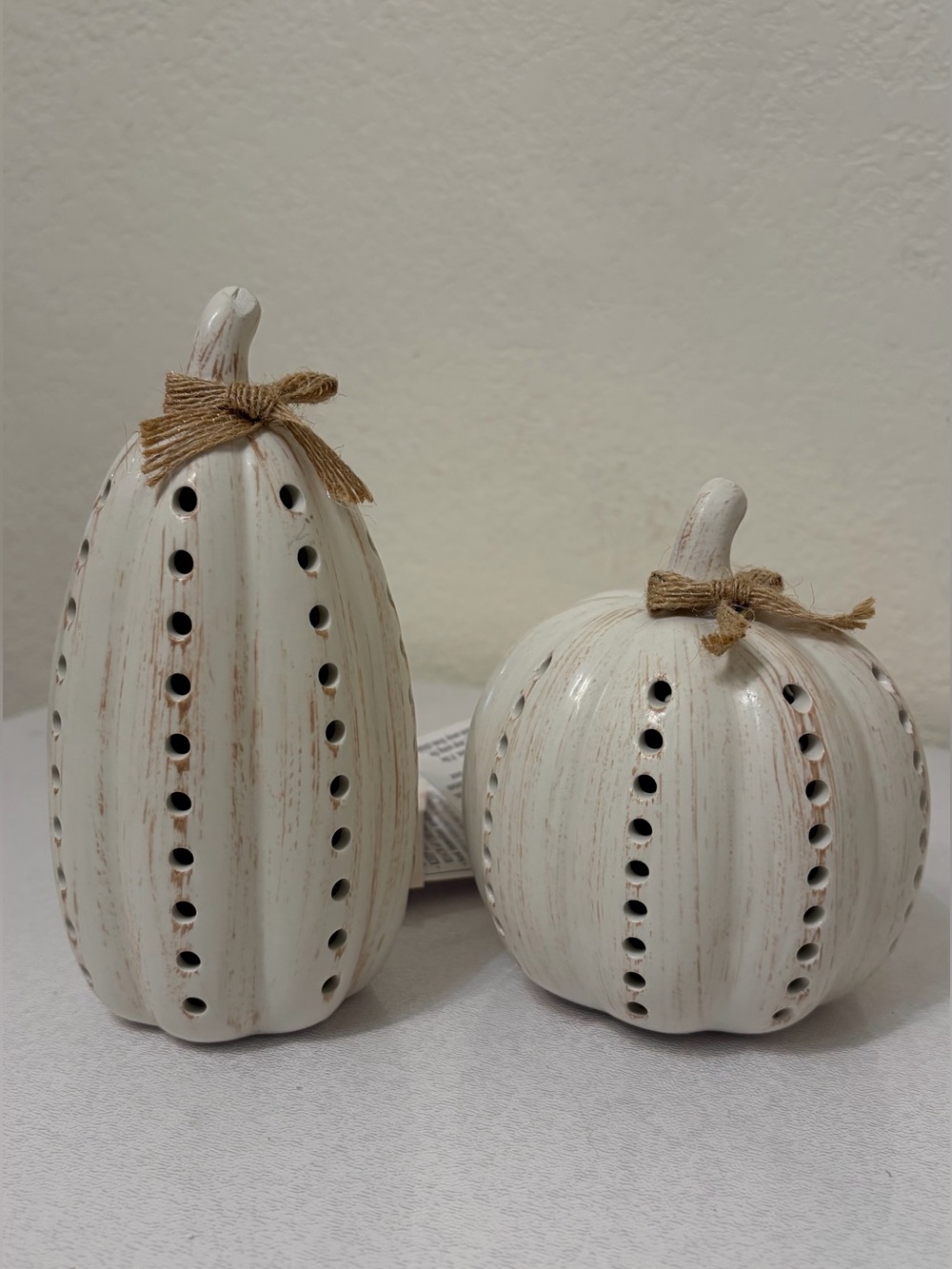 NEW Set of 2 White Ceramic Light-Up Pumpkins Halloween Decor Target